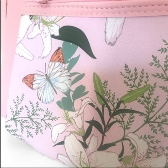3 Piece Makeup Cosmetic Floral Butterfly Bag Set Pink - Picture 4 of 4